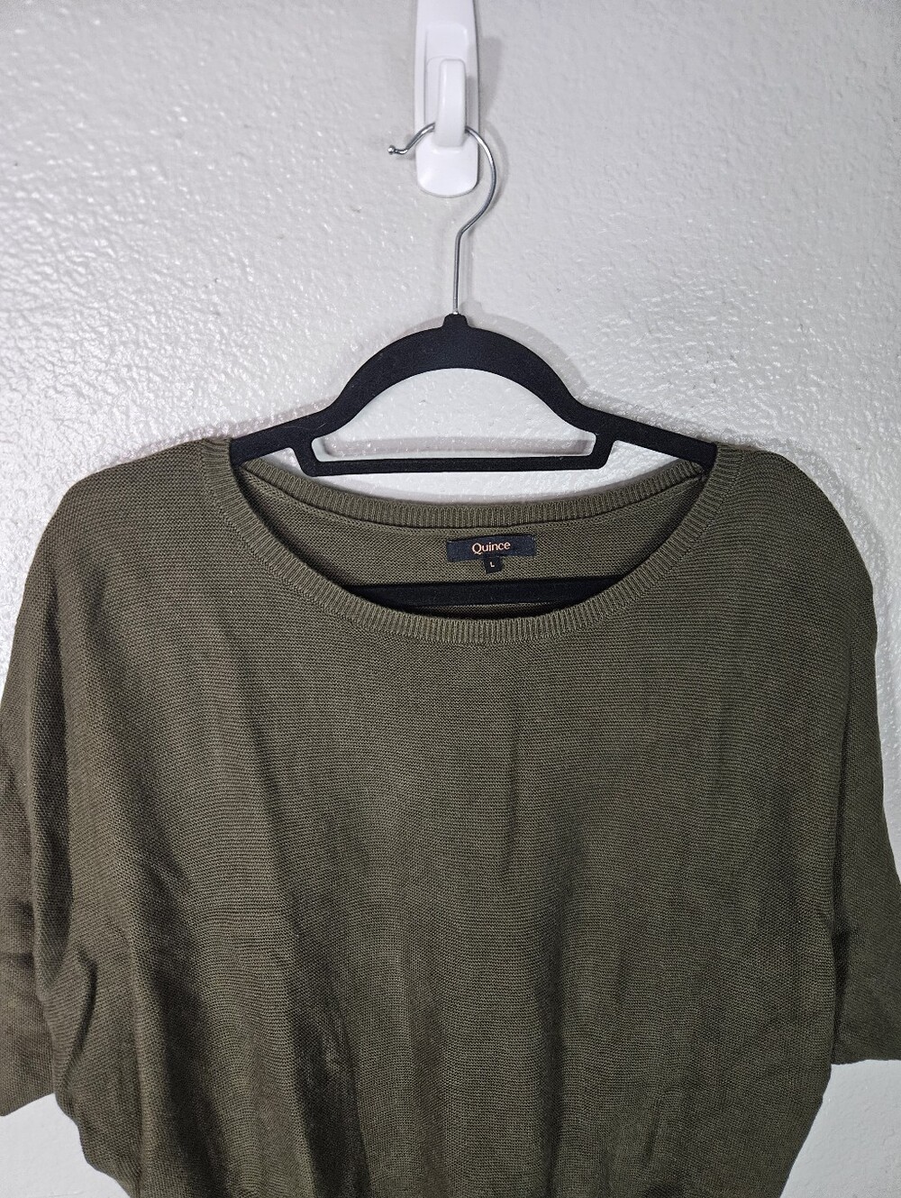 Quince Lightweight Cotton Cashmere Link-Stitch Dolman Sweater Size L - Picture 3 of 11